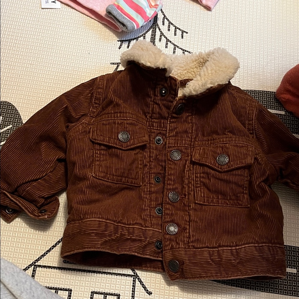 GAP Kids Brown Corduroy Jacket with Cream Sherpa Collar